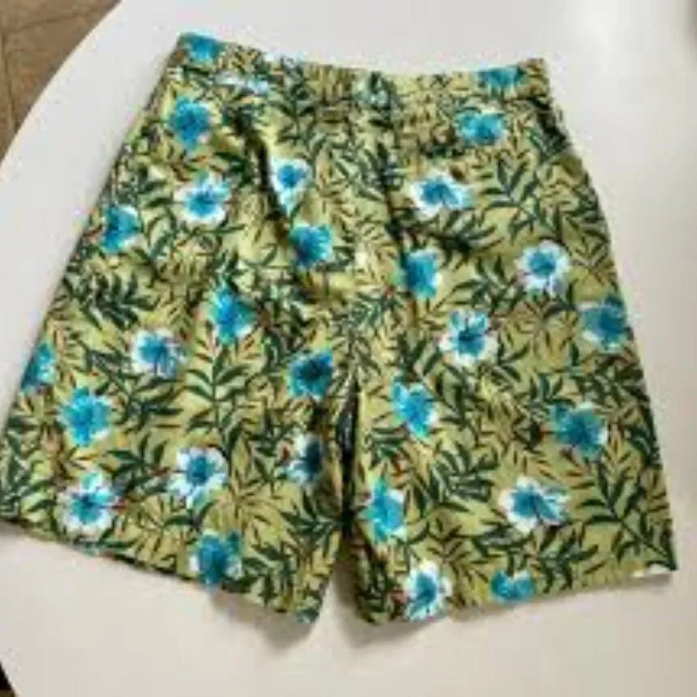 Vintage White Stag 1990s Tropical‎ Print High Waisted Bermuda Shorts / Size 16